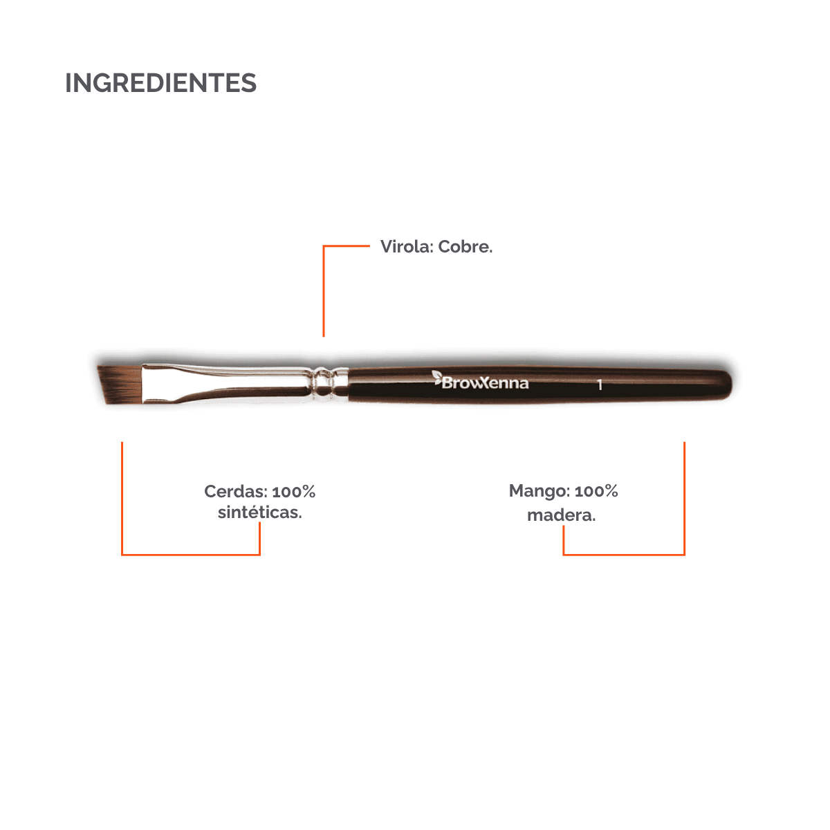Brush superfine #1, BrowXenna® cerdas ultra finas y mango ergonómico diseñados para aplicación precisa de henna y maquillaje en cejas para técnicos de belleza exigentes.