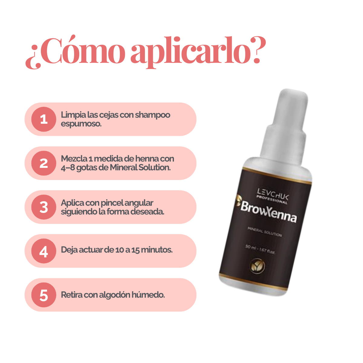 Mineral solution for henna mixing 50 ml, BrowXenna
activador profesional y puro, formulado para mezclar con henna de cejas, que potencia la pigmentación y duración sin impurezas.