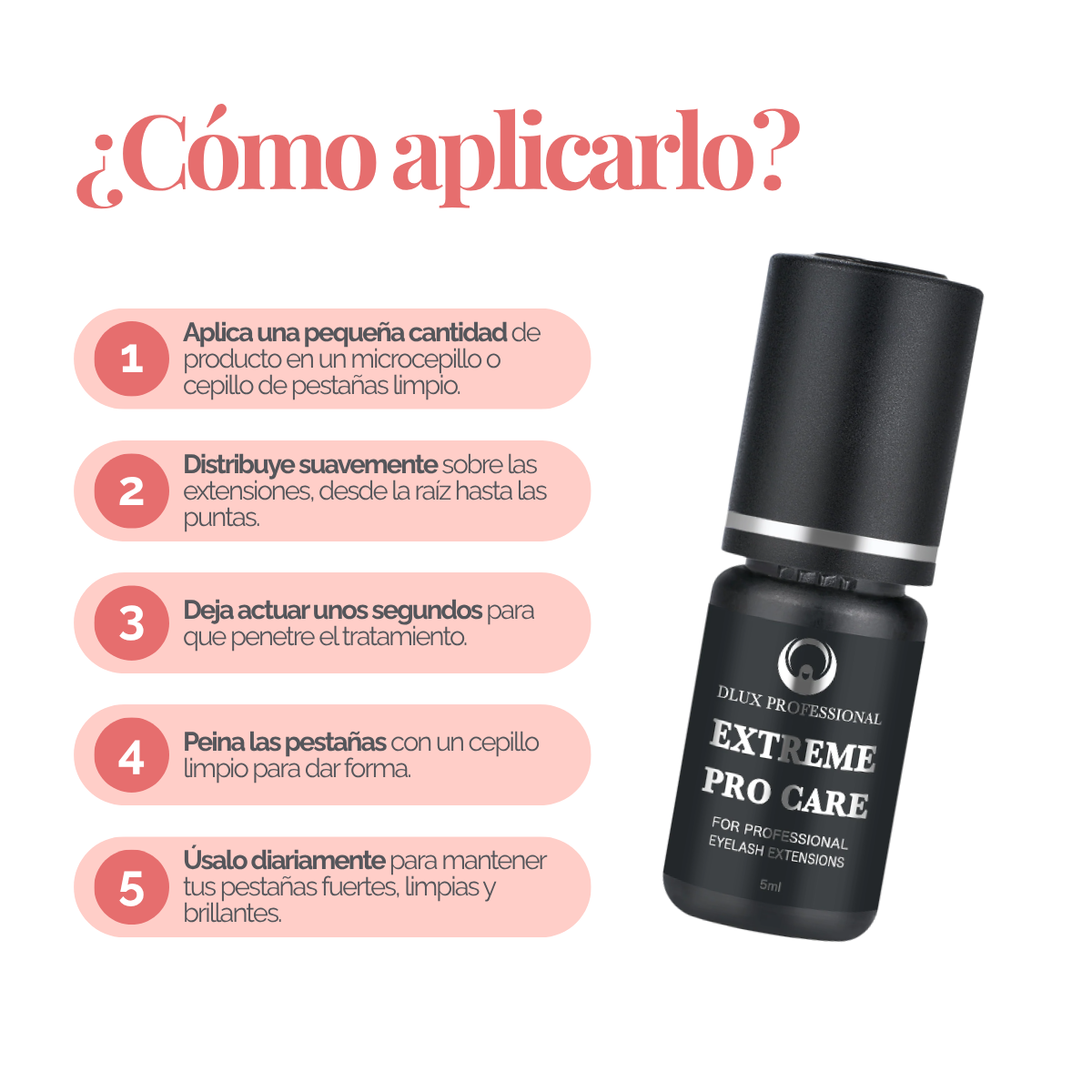 Adhesivo DLUX Pro Care profesional secado 2‑4 s retención 5‑6 semanas ingredientes seguros Ethyl Cyanoacrylate Polymethylmethacrylate