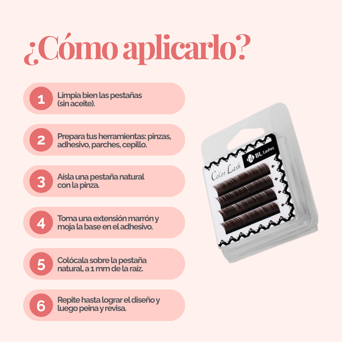 Extensiones Pestañas Color Marron (4 Lineas) - BL Lashes