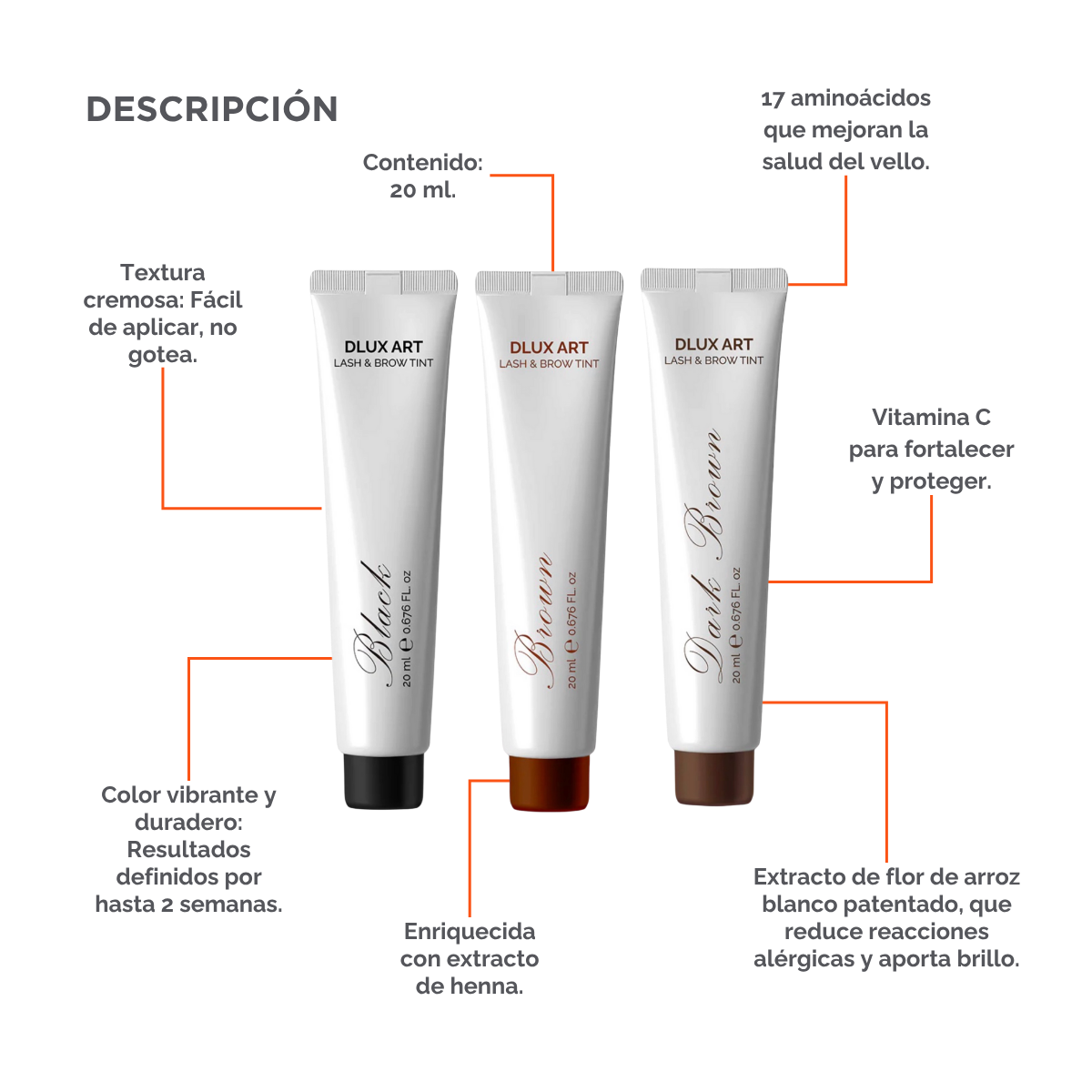 DLUX ART Lash & Brow Tint Brown - Tinte para cejas
