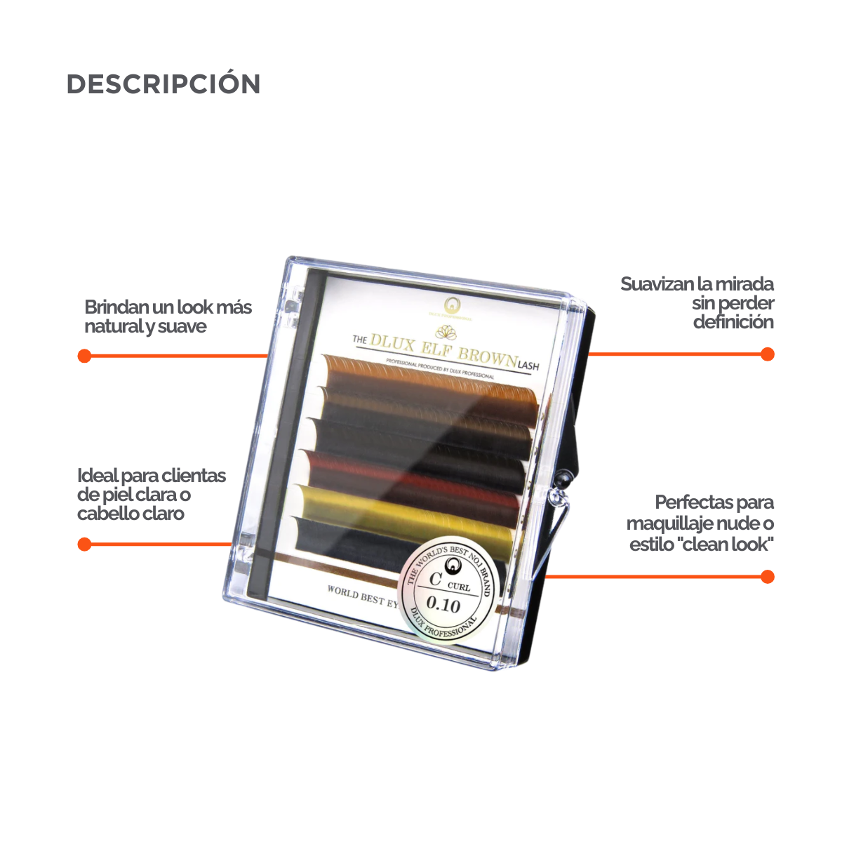 DLUX Professional Poetic Brown Lash extensiones de pestañas color café premium para uso profesional