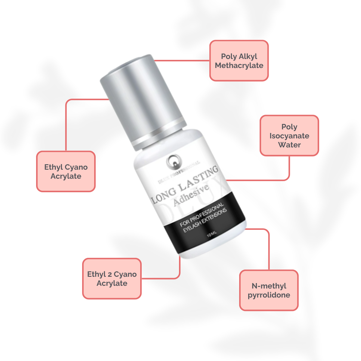 Adhesivo Long Lasting Dlux Pro 5 ml – pegamento profesional para extensiones de pestañas, secado rápido y retención prolongada sin irritación.