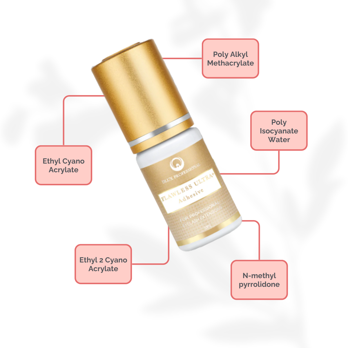 Adhesivo Flawless Ultra+ DLUX profesional secado‑rápido 1 seg retención 8‑9 semanas