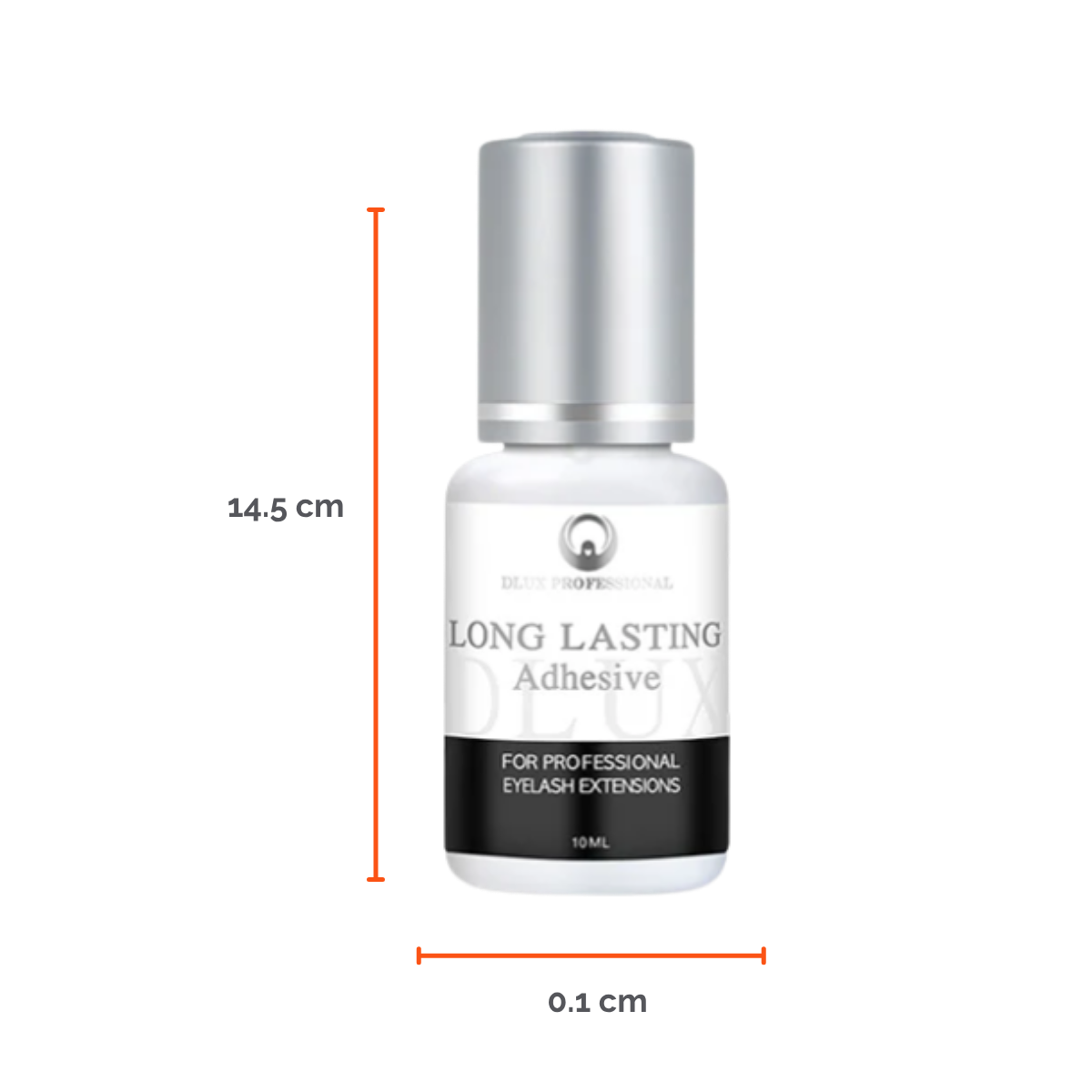 Adhesivo Long Lasting Dlux Pro 5 ml – pegamento profesional para extensiones de pestañas, secado rápido y retención prolongada sin irritación.