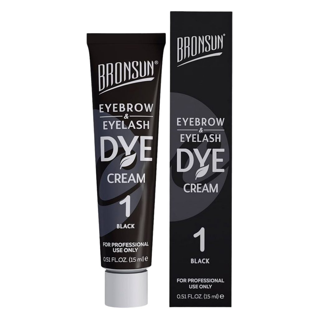 Cejas y pestañas teñidas con el color intenso de la crema tintura BRONSUN - hasta 7 semanas de duración