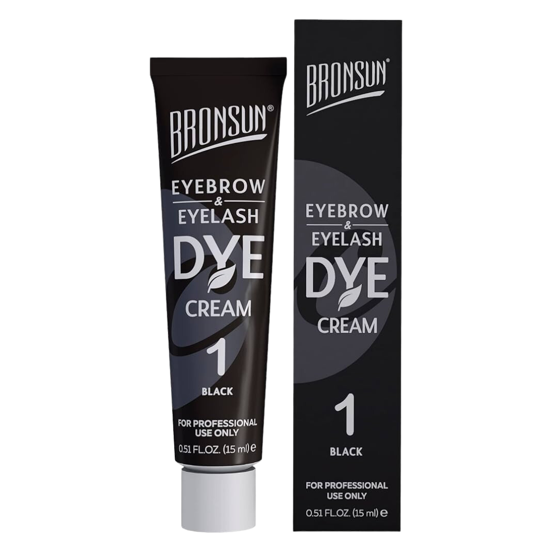 Cejas y pestañas teñidas con el color intenso de la crema tintura BRONSUN - hasta 7 semanas de duración