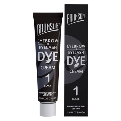Cejas y pestañas teñidas con el color intenso de la crema tintura BRONSUN - hasta 7 semanas de duración