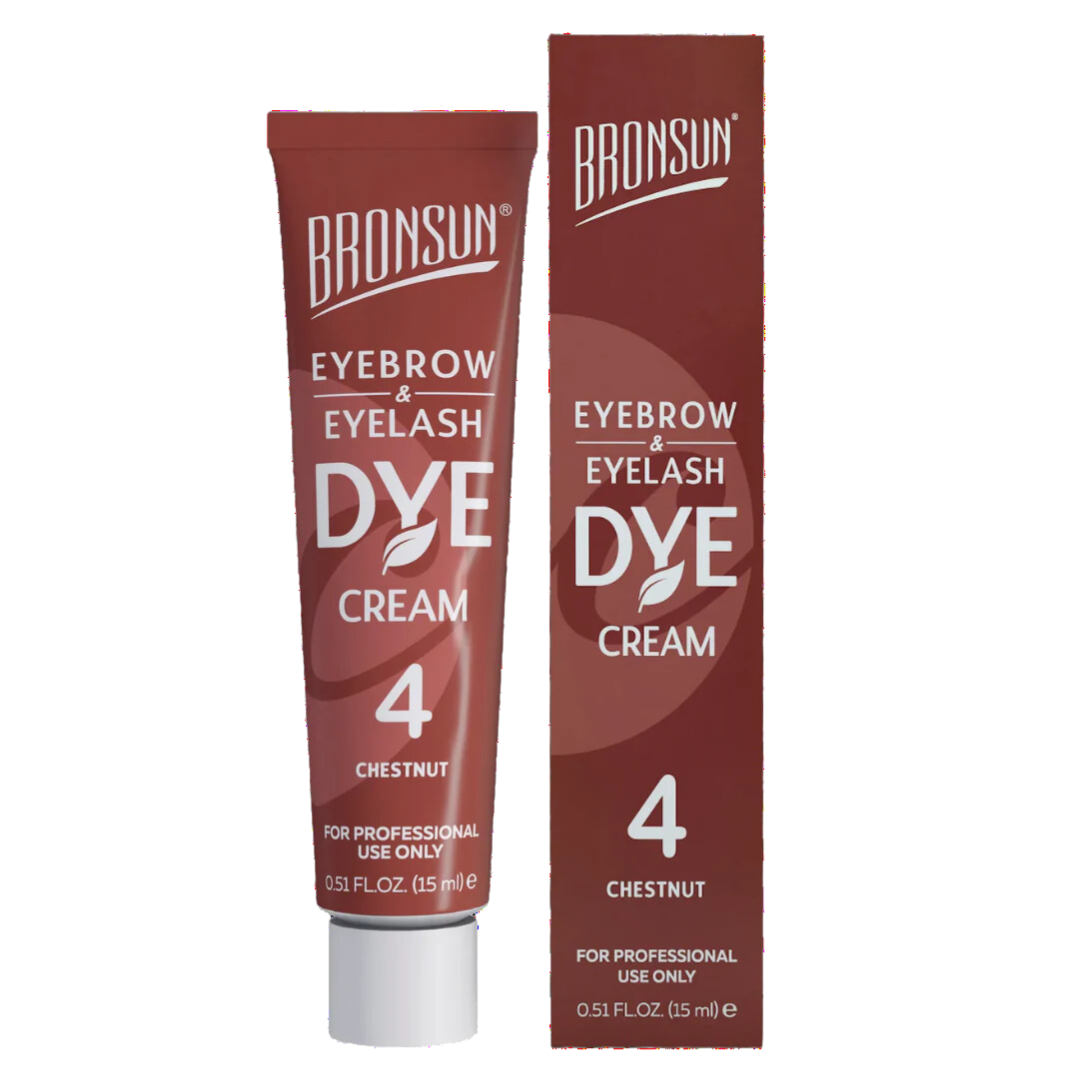 Cejas y pestañas teñidas con el color intenso de la crema tintura BRONSUN - hasta 7 semanas de duración