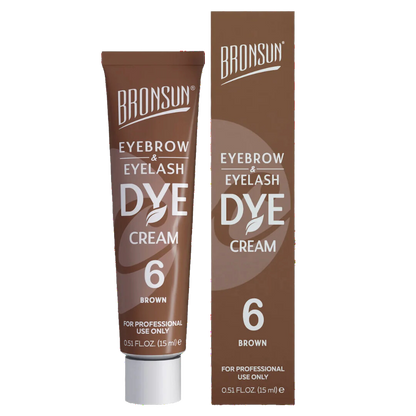 Cejas y pestañas teñidas con el color intenso de la crema tintura BRONSUN - hasta 7 semanas de duración
