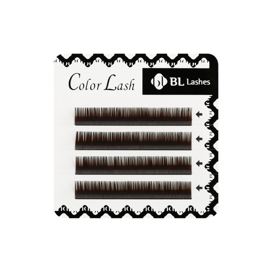Pestañas de visón marrón oscuro de BL Lashes, 4 líneas, volumen natural y textura suave.