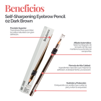 Lápiz de Cejas Auto‑afilable BrowXenna® en mano profesional, mostrando sistema de afilado automático y precisión en delineado.