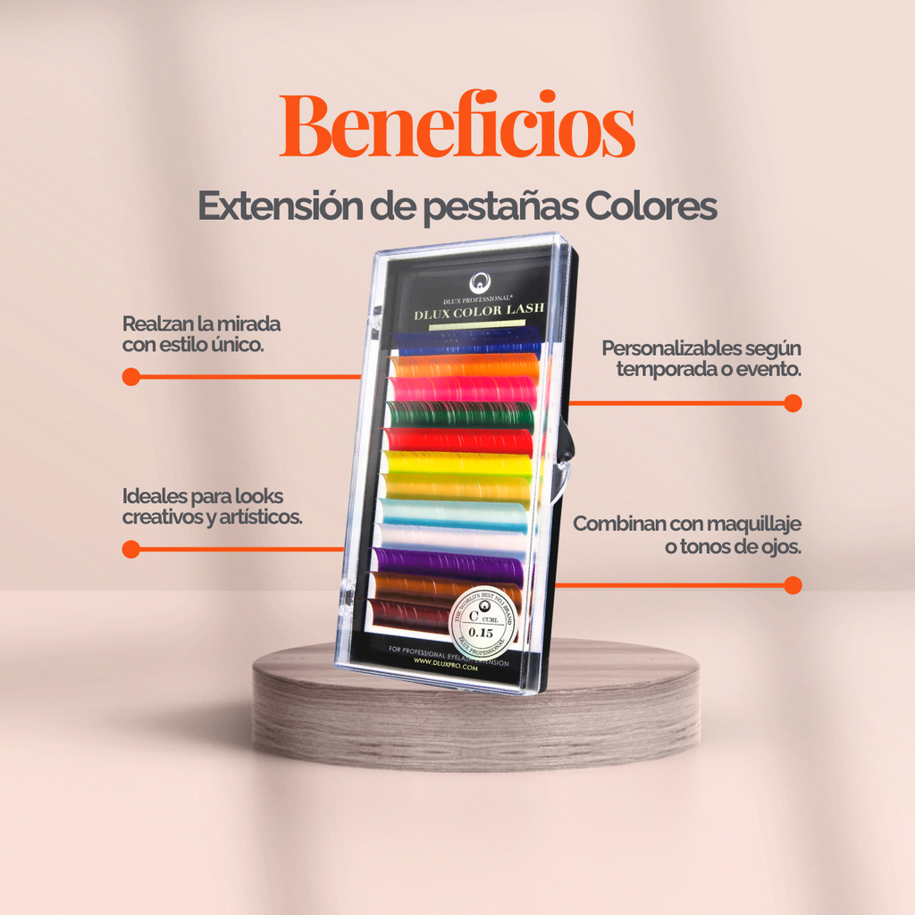 DLUX Professional Color Lash extensiones de pestañas de color premium para look creativo