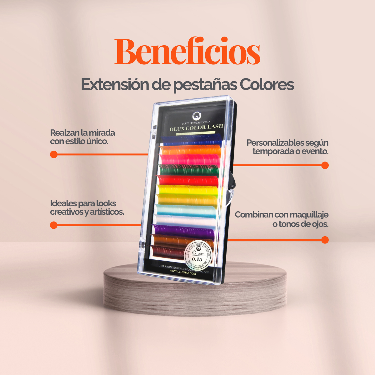 DLUX Professional Color Lash extensiones de pestañas de color premium para look creativo