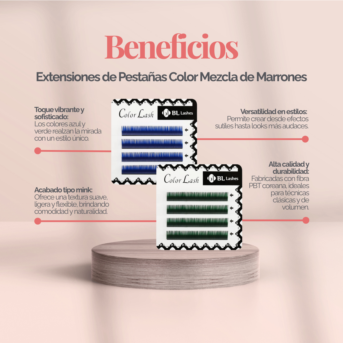 Extensiones de Pestañas Color Mink - Azul y Verdes (4 líneas) - BL Lashes