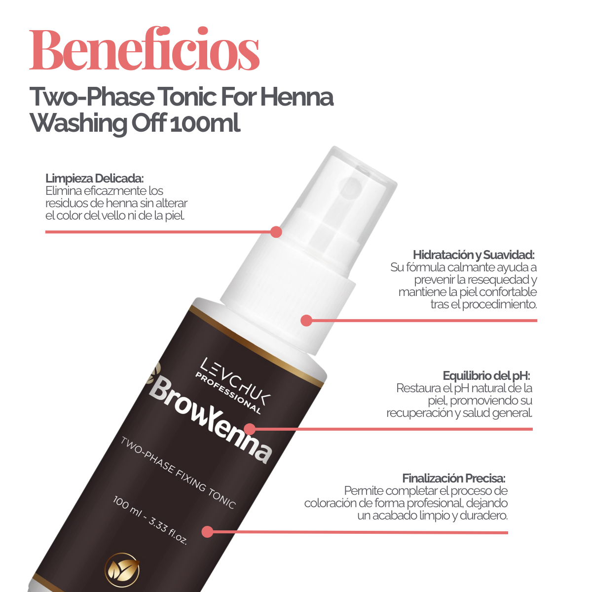 Two Phase Tonic BrowXenna 100 ml-solución bifásica profesional para eliminar henna y tintes de cejas de forma efectiva, suave e hidratante, ideal para preparaciones y correcciones en cabina.