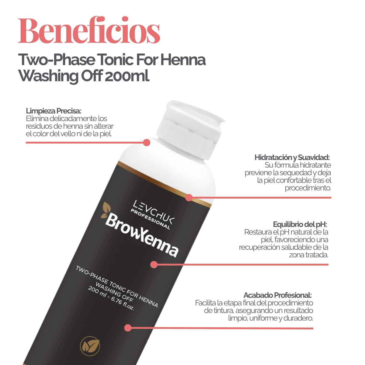 Two Phase Tonic BrowXenna 200 ml-solución bifásica profesional para eliminar henna y tintes de cejas de forma efectiva, suave e hidratante, ideal para preparaciones y correcciones en cabina.