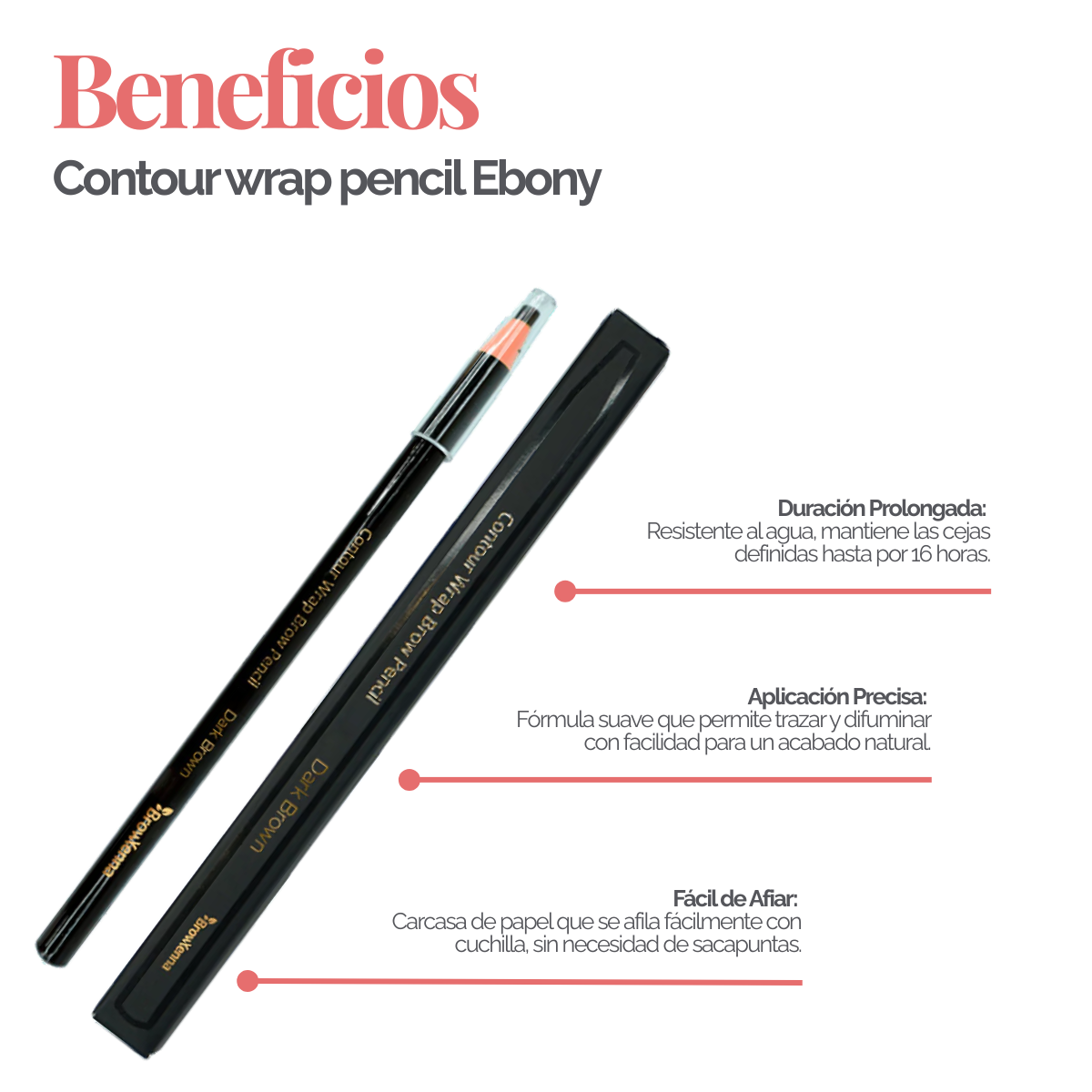 Contour Wrap Pencil BrowXenna®: lápiz profesional para cejas, waterproof, fácil de afilar, que define y rellena con precisión durante 16 horas.