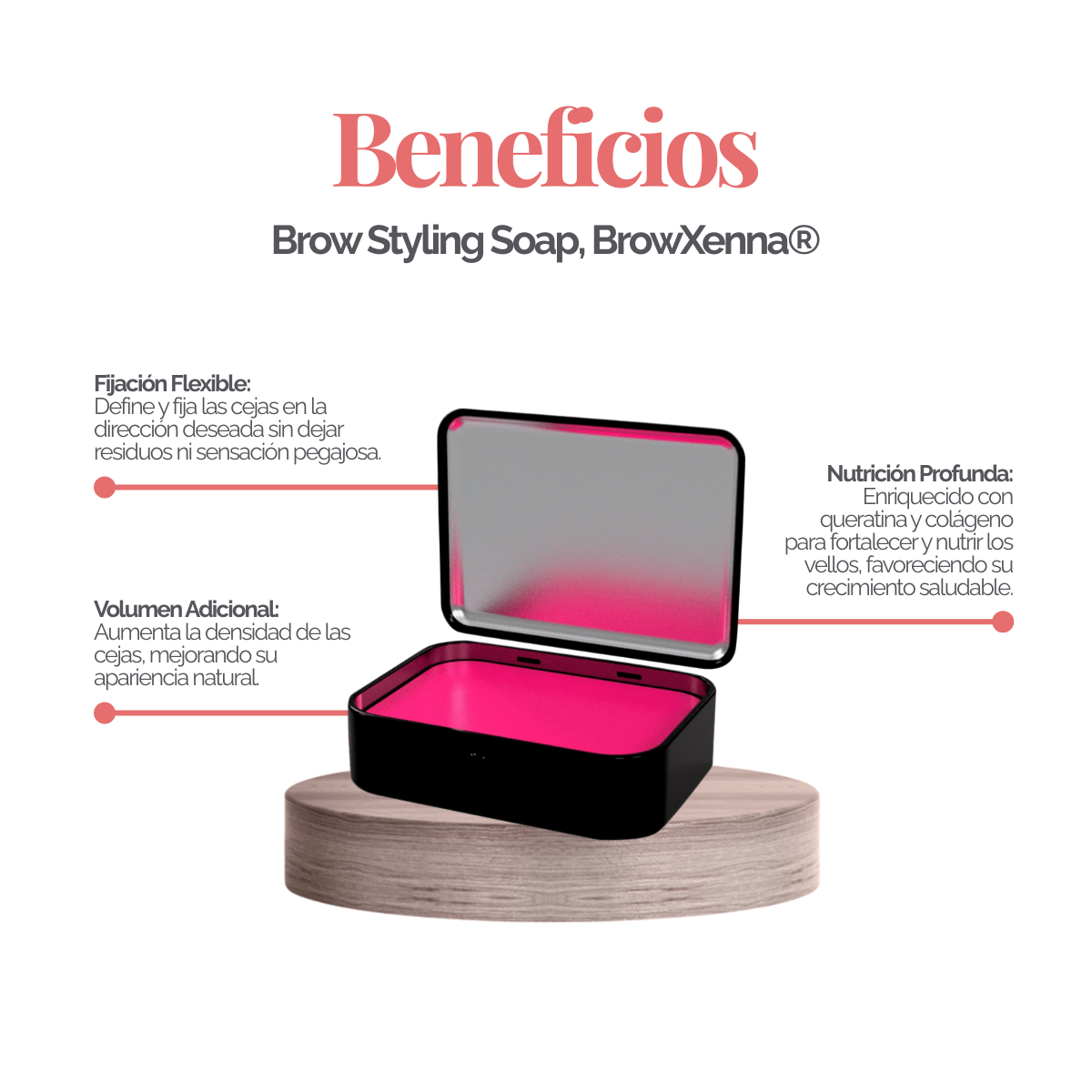 Brow Styling Soap BrowXenna® –  (25 g) Jabón moldeador enriquecido con keratina y colágeno que proporciona volumen natural y fijación profesional para cejas impecables.