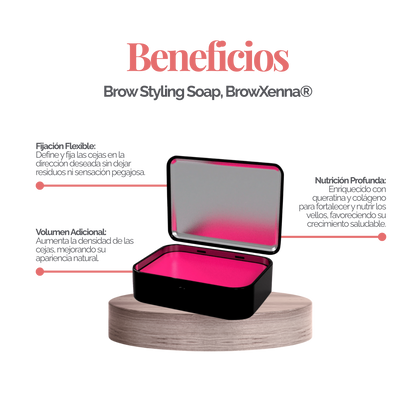 Brow Styling Soap BrowXenna® –  (25 g) Jabón moldeador enriquecido con keratina y colágeno que proporciona volumen natural y fijación profesional para cejas impecables.