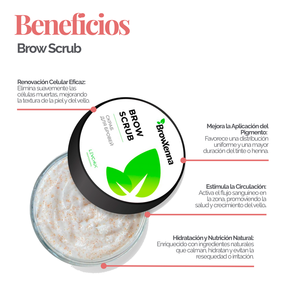 BrowXenna Enzyme Brow Scrub exfoliante profesional cejas limpieza suave pre‑tinte henna salon beauty 50 g envase