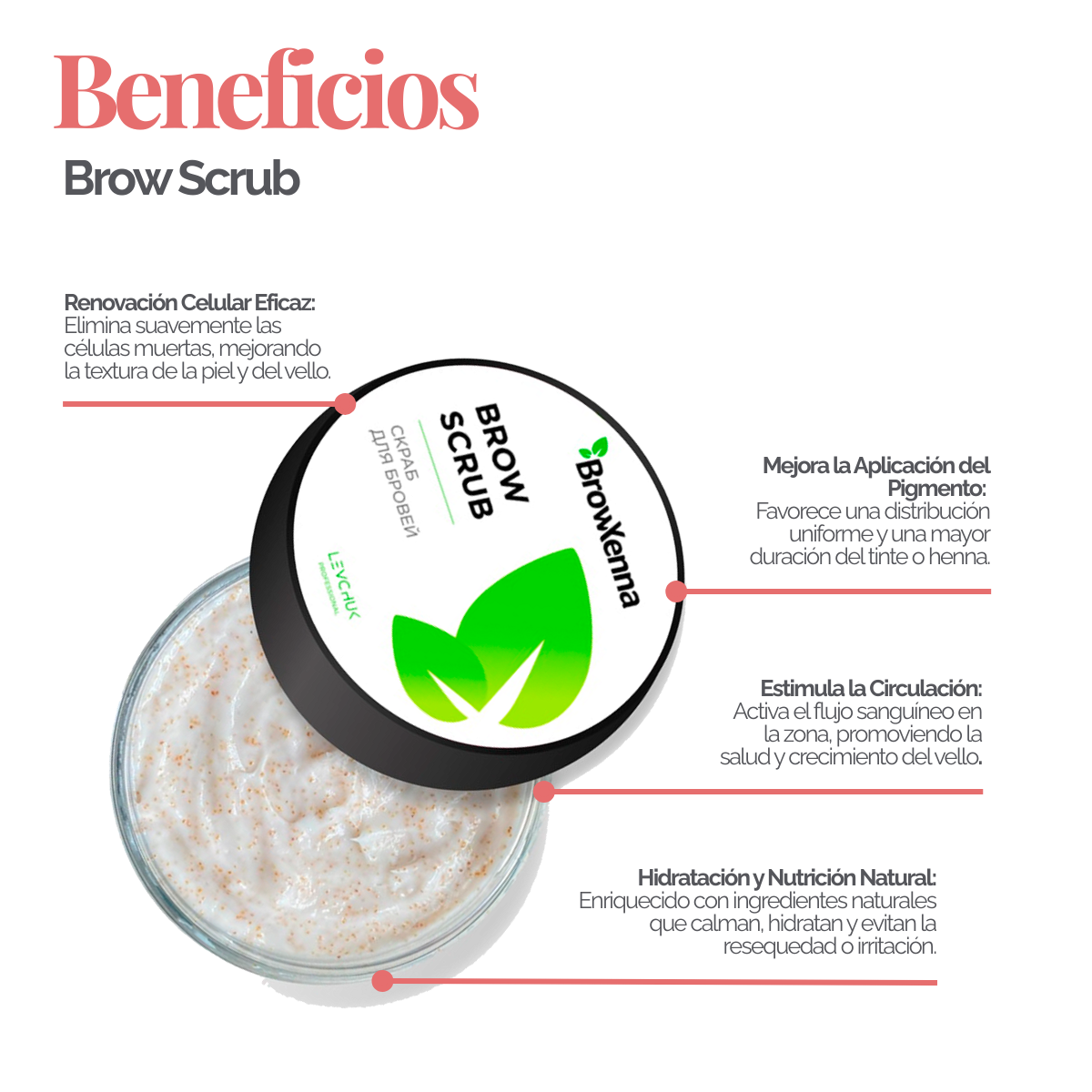 BrowXenna Enzyme Brow Scrub exfoliante profesional cejas limpieza suave pre‑tinte henna salon beauty 50 g envase