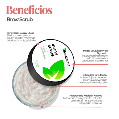 BrowXenna Enzyme Brow Scrub exfoliante profesional cejas limpieza suave pre‑tinte henna salon beauty 50 g envase