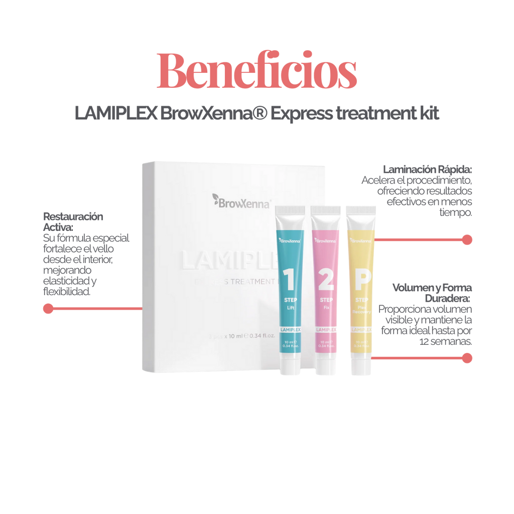 LAMIPLEX BrowXenna® laminación express profesional para cejas y pestañas que define forma, aporta volumen y restaura en un solo tratamiento.