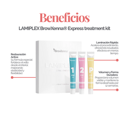 LAMIPLEX BrowXenna® laminación express profesional para cejas y pestañas que define forma, aporta volumen y restaura en un solo tratamiento.