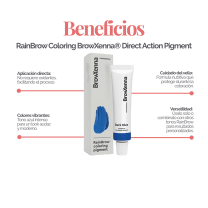 Frasco de 30 ml de Pigmento Directo BrowXenna RainBrow para cejas – fórmula sin oxidante, con textura cremosa y tonos vibrantes para tintado preciso.