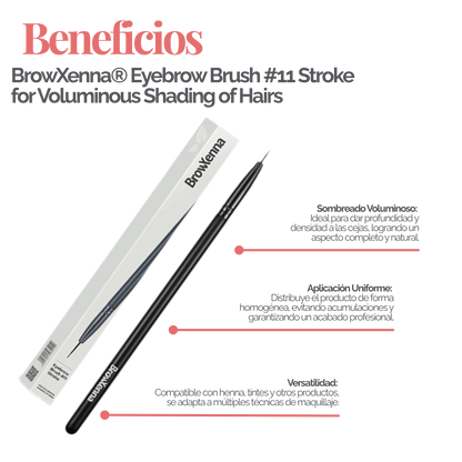 Eyebrow Brush #11 Stroke BrowXenna® 
cerdas ultra finas y mango ergonómico diseñados para aplicación precisa de henna y maquillaje en cejas para técnicos de belleza exigentes.