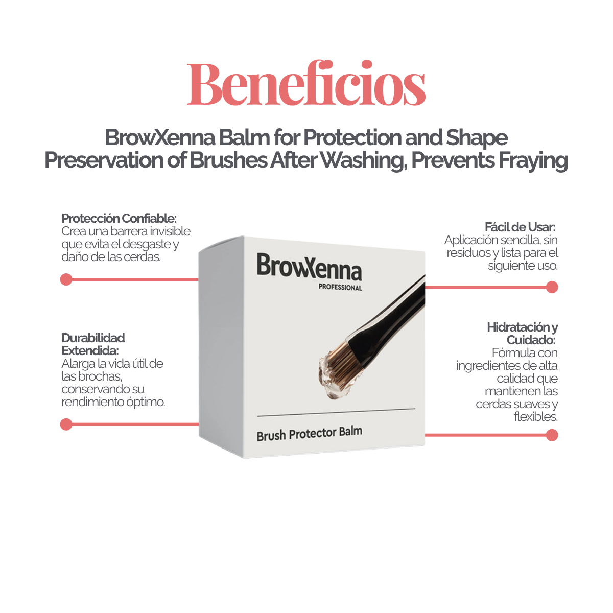 Envase de piel BrowXenna Brush Protector Balm de 17 g, bálsamo sólido profesional para proteger, suavizar y preservar la forma de pinceles después del lavado.