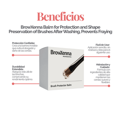Envase de piel BrowXenna Brush Protector Balm de 17 g, bálsamo sólido profesional para proteger, suavizar y preservar la forma de pinceles después del lavado.