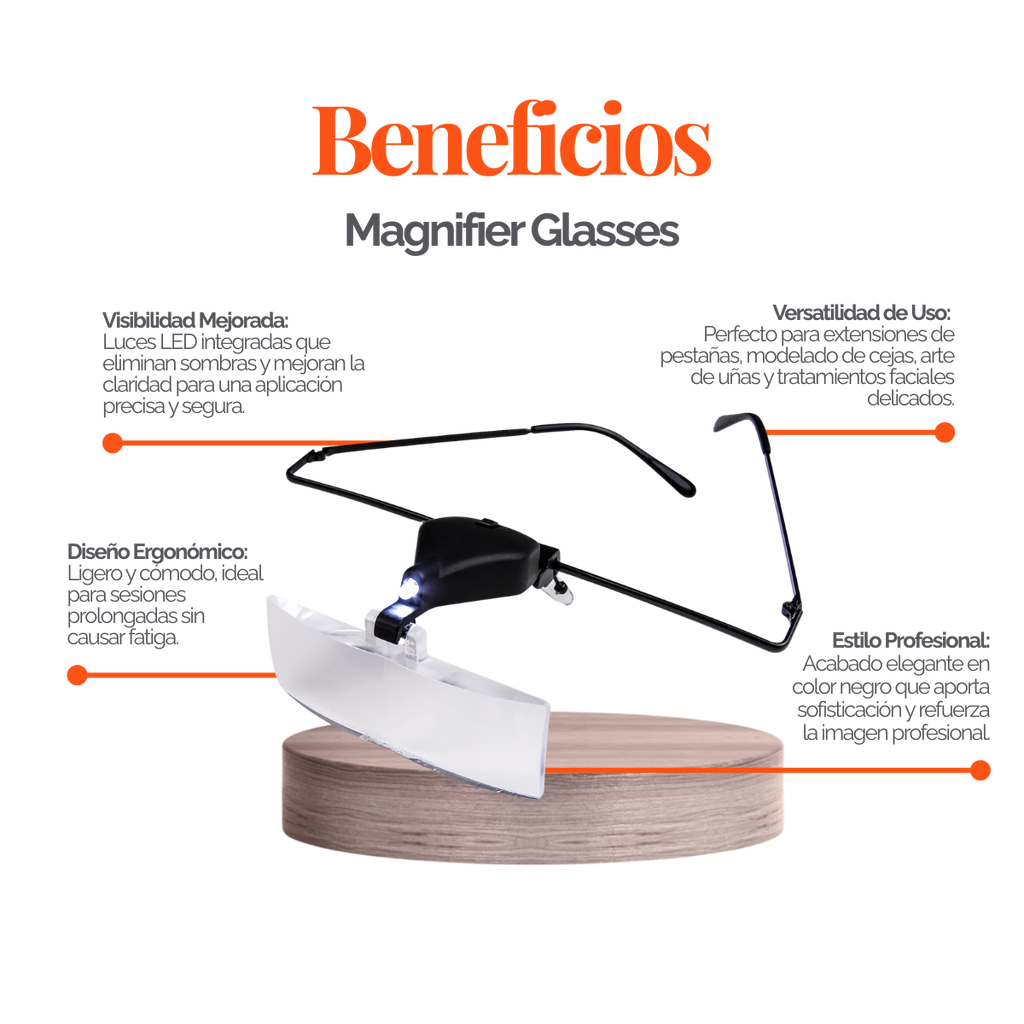 Magnifier Glass DLUX Professional – Lupa iluminada con LEDs para extensiones de pestañas