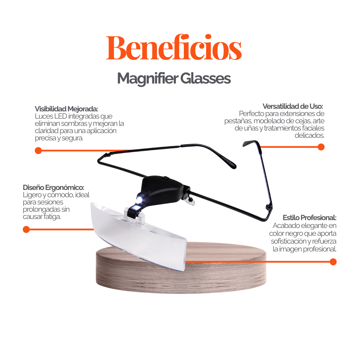 Magnifier Glass DLUX Professional – Lupa iluminada con LEDs para extensiones de pestañas