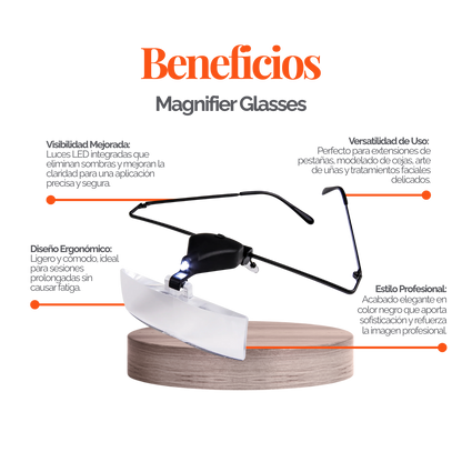 Magnifier Glass DLUX Professional – Lupa iluminada con LEDs para extensiones de pestañas