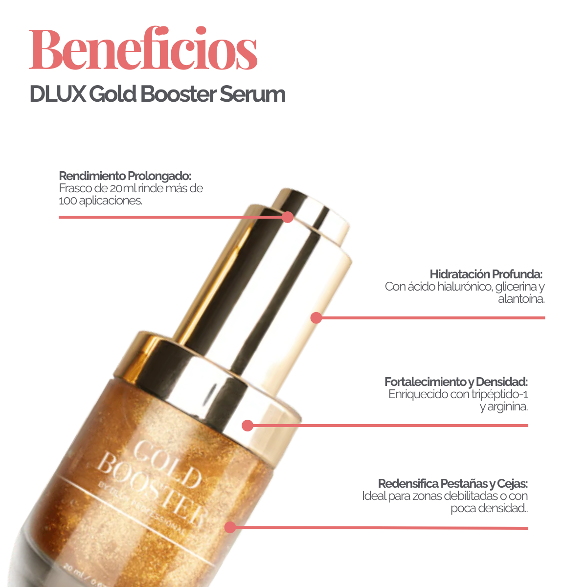 Suero para pesañas y cejas Gold Booster