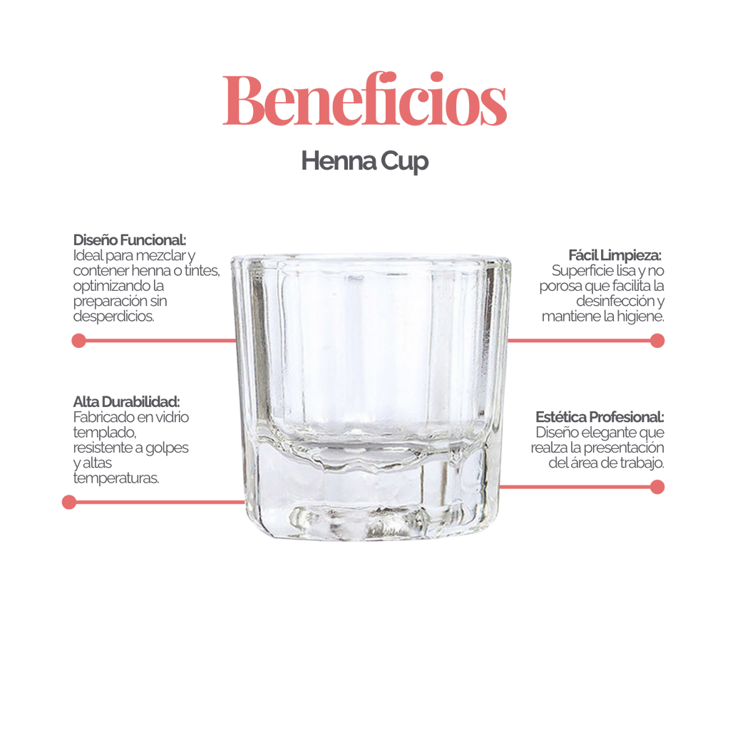 Vaso de vidrio templado para mezclar henna o tinte con base hendidura adicional, herramienta profesional para técnicos de belleza.