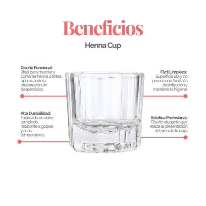 Vaso de vidrio templado para mezclar henna o tinte con base hendidura adicional, herramienta profesional para técnicos de belleza.