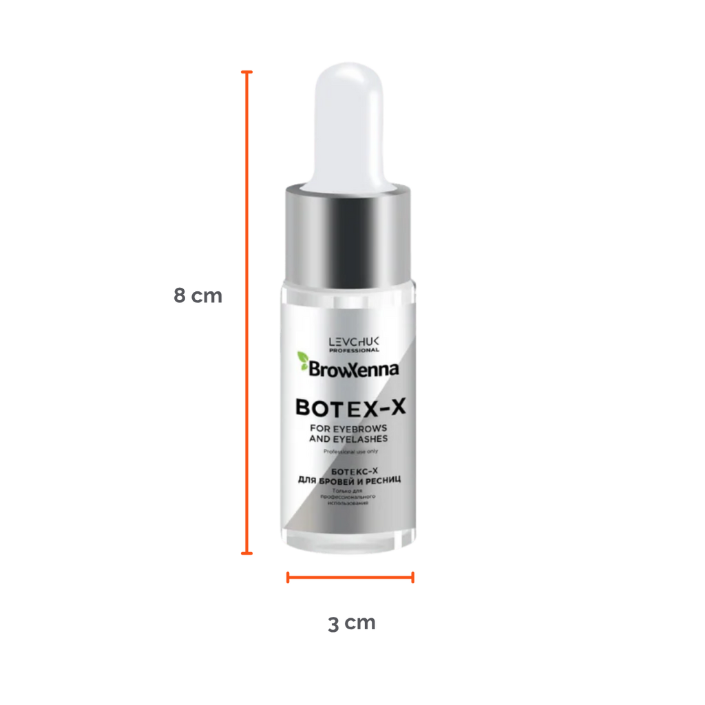 Frasco de 10 ml de BrowXenna Botex‑X, concentrado reparador con ceramidas para cejas y pestañas, restaura densidad, brillo y vitalidad tras tratamientos agresivos.