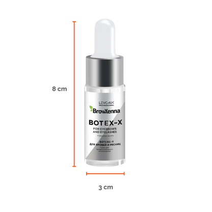 Frasco de 10 ml de BrowXenna Botex‑X, concentrado reparador con ceramidas para cejas y pestañas, restaura densidad, brillo y vitalidad tras tratamientos agresivos.