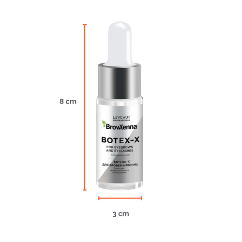 Frasco de 10 ml de BrowXenna Botex‑X, concentrado reparador con ceramidas para cejas y pestañas, restaura densidad, brillo y vitalidad tras tratamientos agresivos.