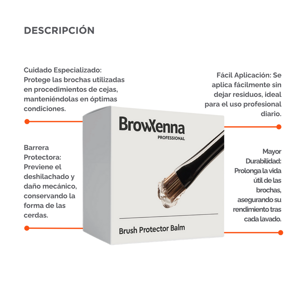 Envase de piel BrowXenna Brush Protector Balm de 17 g, bálsamo sólido profesional para proteger, suavizar y preservar la forma de pinceles después del lavado.
