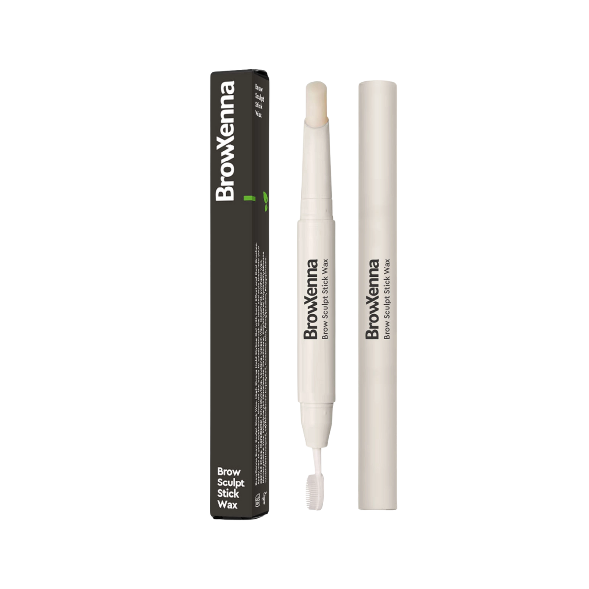 Cera Fijadora en Barra BrowXenna® con cepillo integrado aplicando fijación natural profesional en cejas
