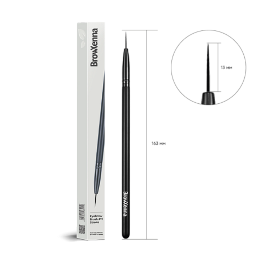 Eyebrow Brush #11 Stroke BrowXenna® 
cerdas ultra finas y mango ergonómico diseñados para aplicación precisa de henna y maquillaje en cejas para técnicos de belleza exigentes.