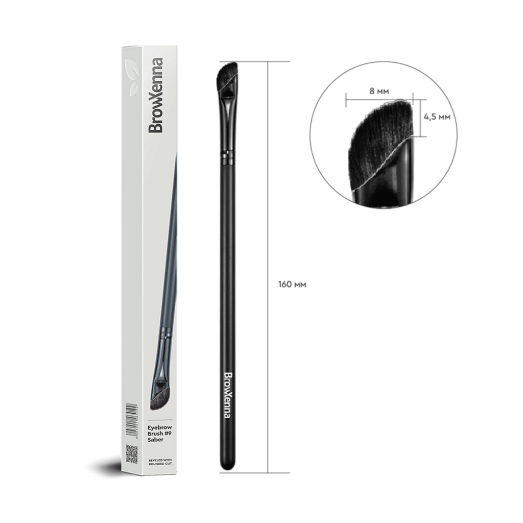 Eyebrow brush #9 "Saber" BrowXenna® 
cerdas ultra finas y mango ergonómico diseñados para aplicación precisa de henna y maquillaje en cejas para técnicos de belleza exigentes.