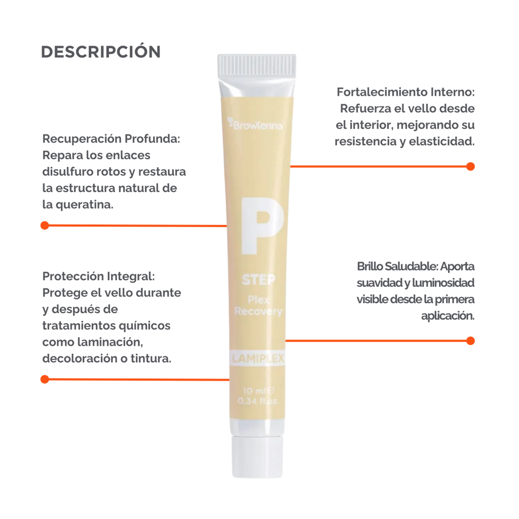 BrowXenna Plex Bond Recovery – suero regenerador profesional que restaura enlaces capilares y protege el vello durante y después de tratamientos químicos para cejas y pestañas.