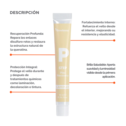 BrowXenna Plex Bond Recovery – suero regenerador profesional que restaura enlaces capilares y protege el vello durante y después de tratamientos químicos para cejas y pestañas.
