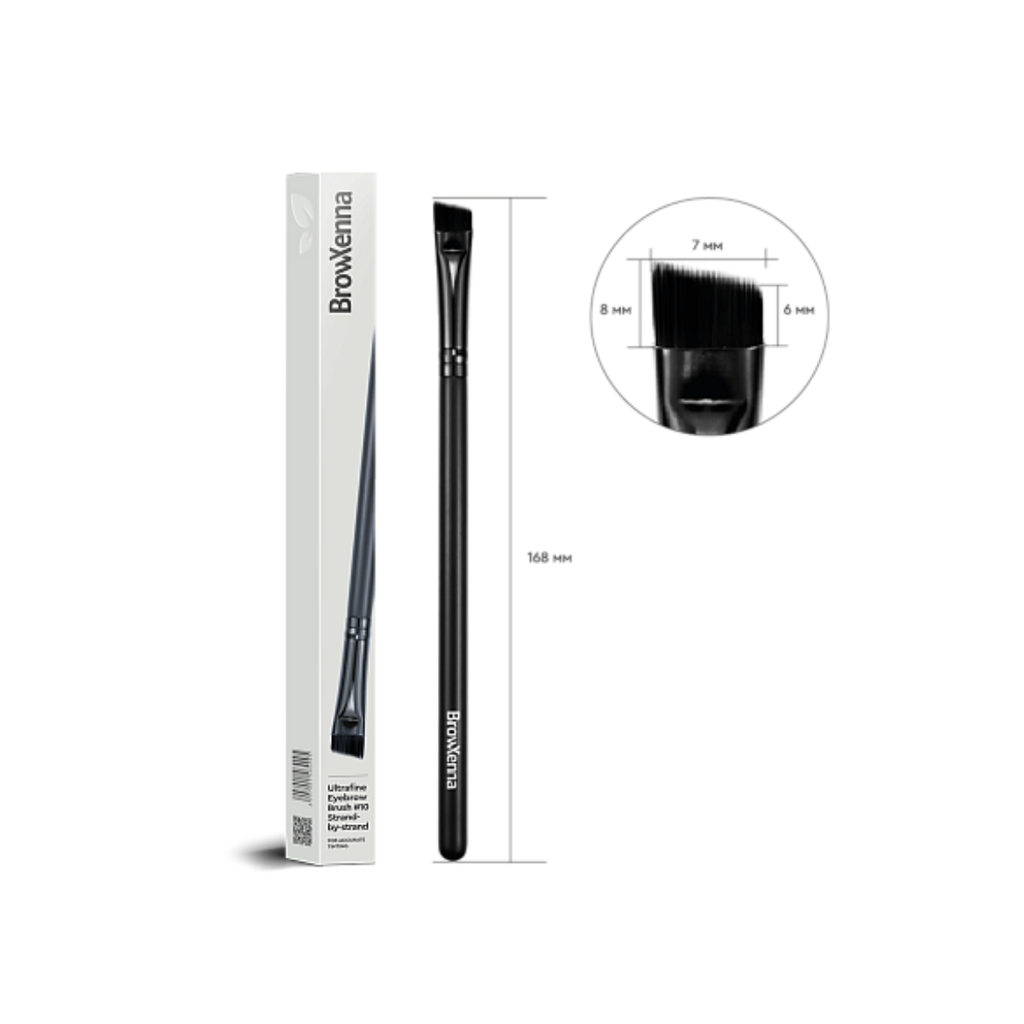 Ultrafine Eyebrow Brush #10 BrowXenna® 
cerdas ultra finas y mango ergonómico diseñados para aplicación precisa de henna y maquillaje en cejas para técnicos de belleza exigentes.