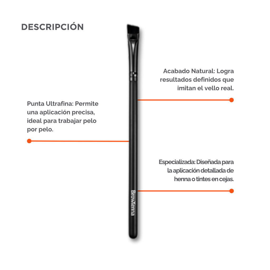 Ultrafine Eyebrow Brush #10 BrowXenna® 
cerdas ultra finas y mango ergonómico diseñados para aplicación precisa de henna y maquillaje en cejas para técnicos de belleza exigentes.